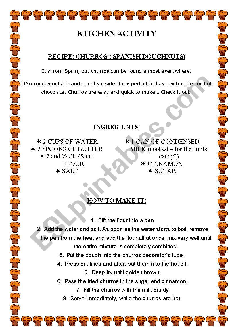 KITCHEN ACTIVITY - CHURROS worksheet