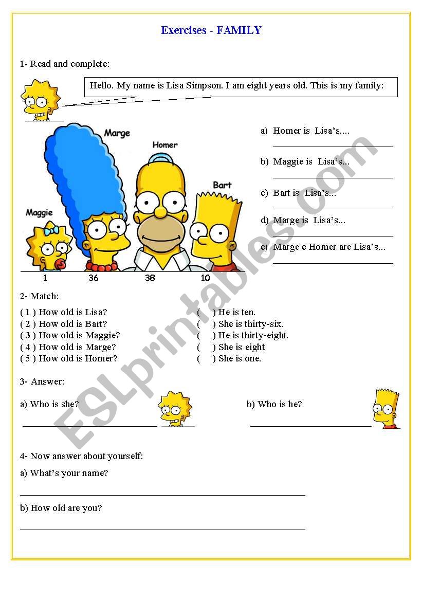 Family / how old worksheet