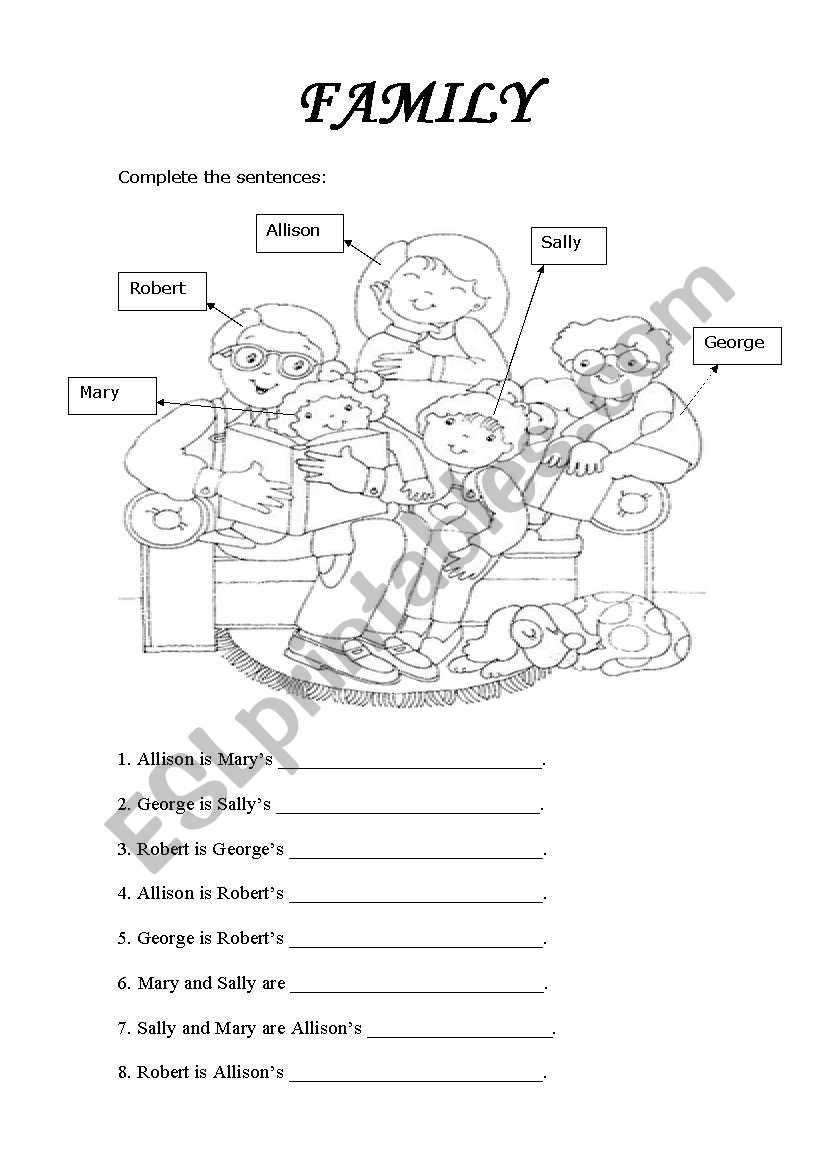 Family relations worksheet