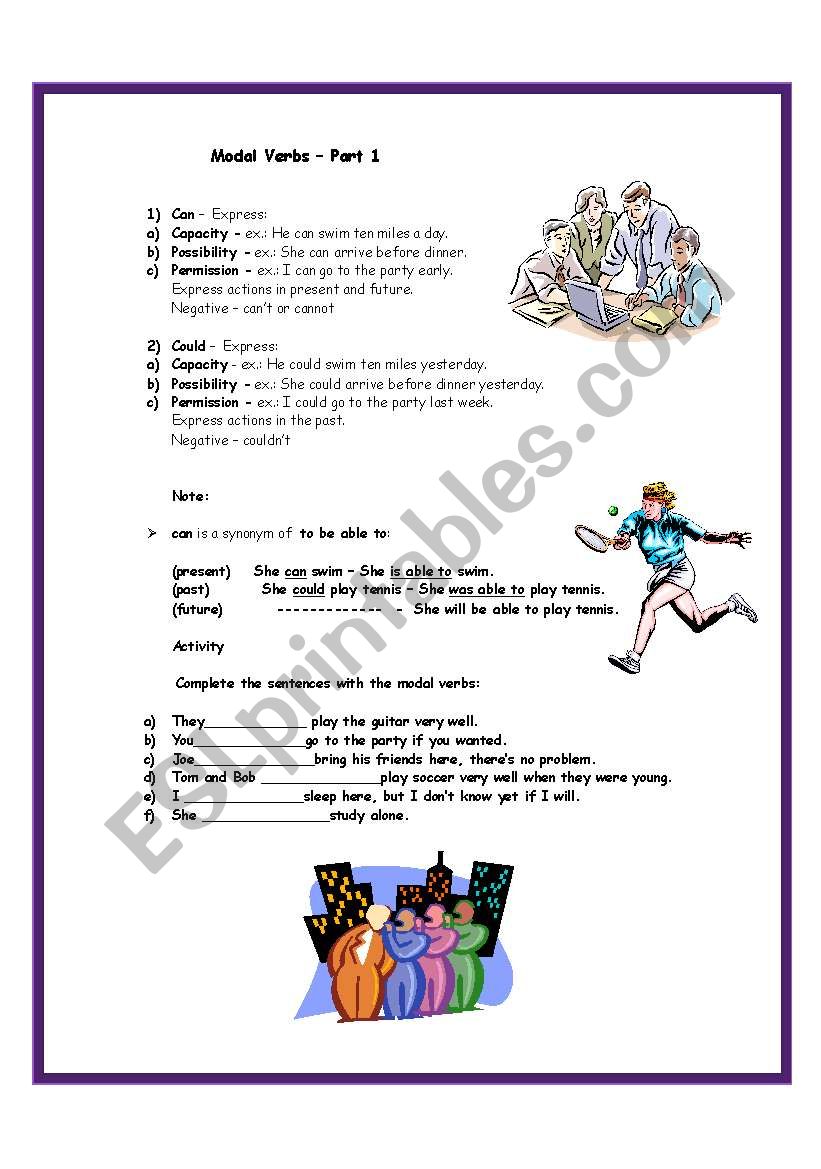 Modal Verbs Part 1 worksheet