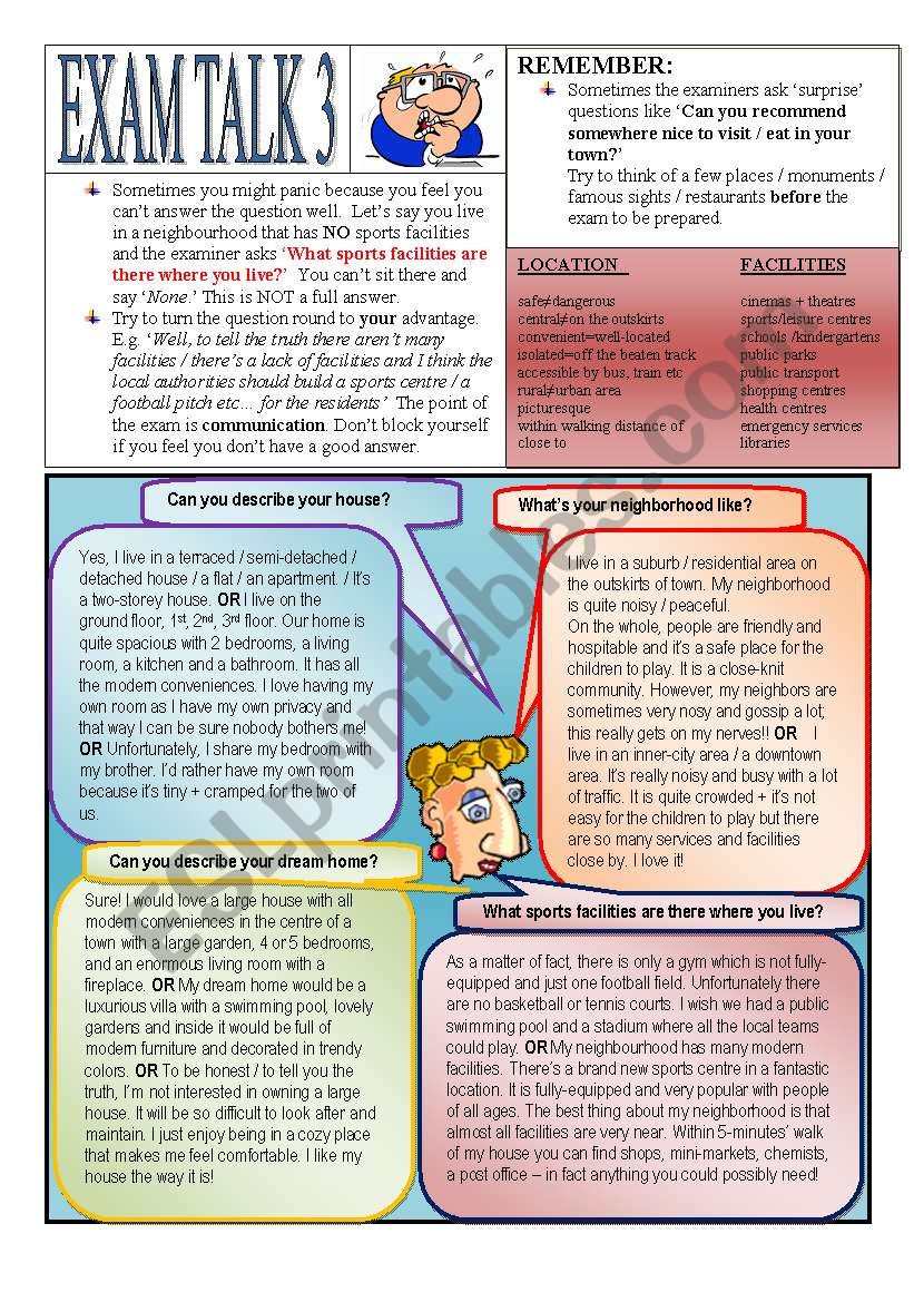 Speaking Preparation 3 Home + Neighbourhood