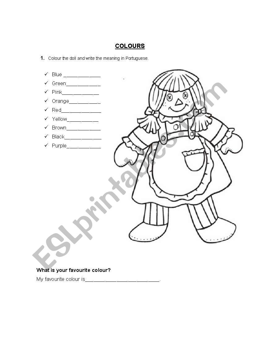 Colour the doll worksheet