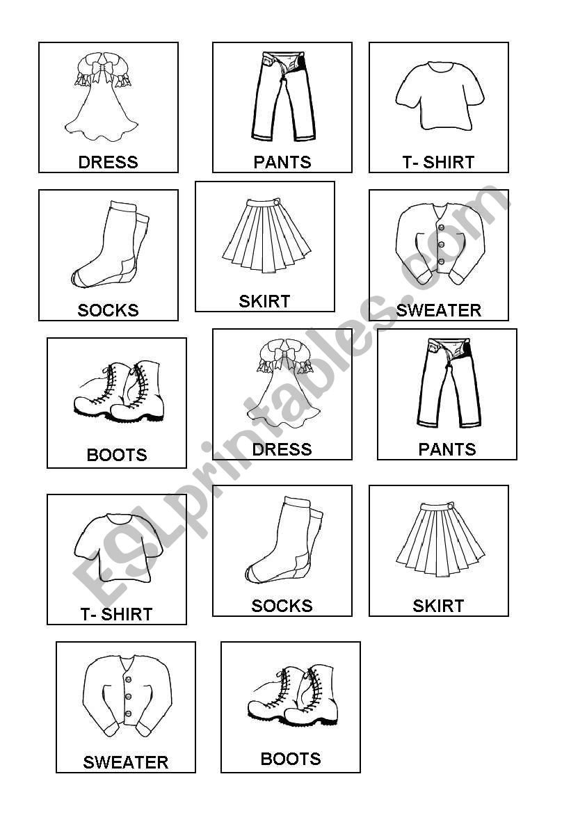 Clothes Memory Game worksheet
