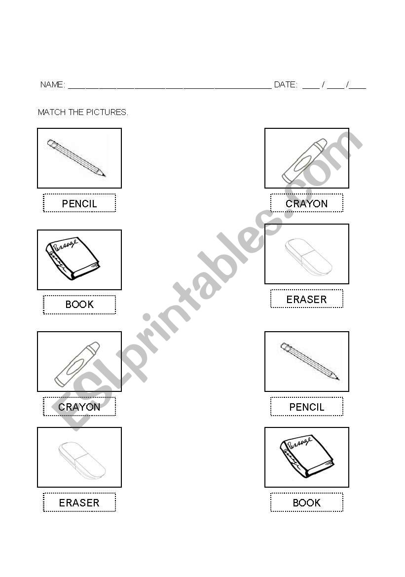 School Objects worksheet