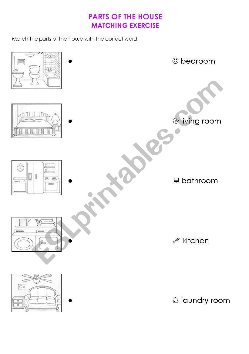 PARTS OF THE HOUSE worksheet