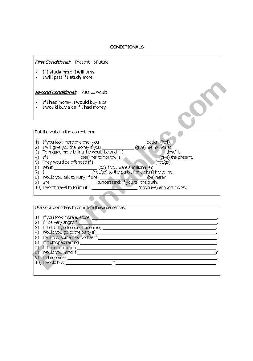 conditionals worksheet