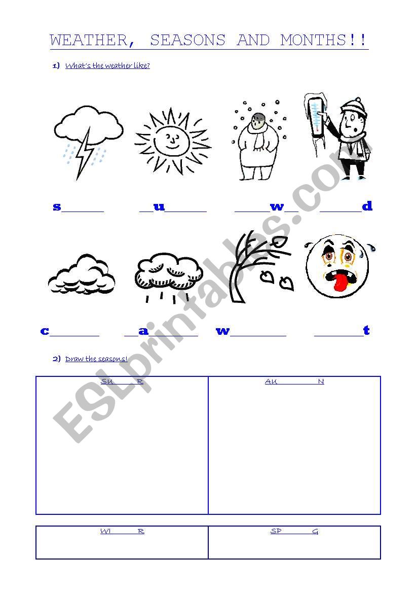 Weather, seasons and months worksheet
