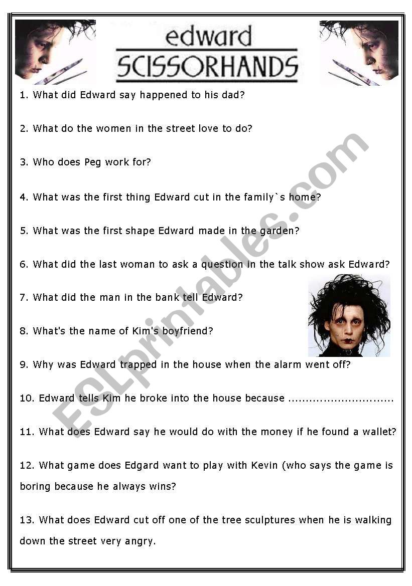 Edward Scissorhands  worksheet