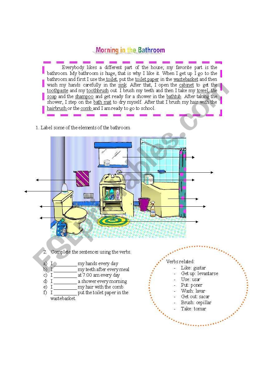 Morning in the bathroom worksheet