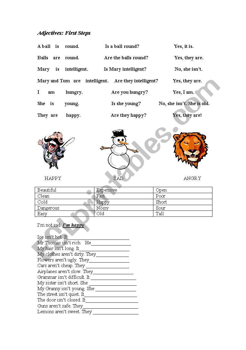 Adjectives - first steps worksheet