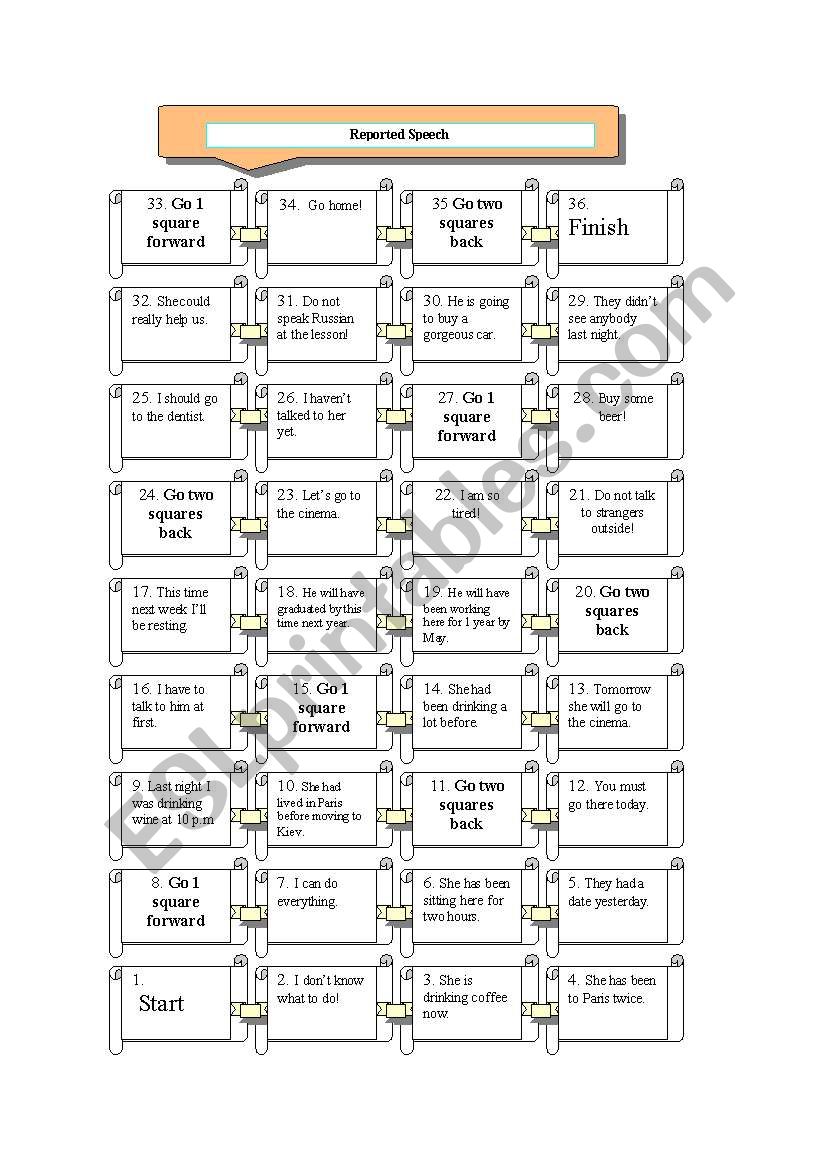 reported speech grammar games