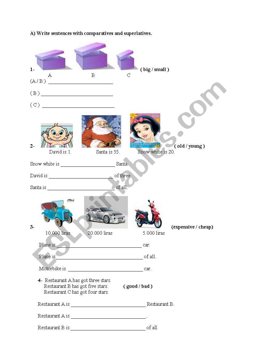 comparatives&superlatives worksheet