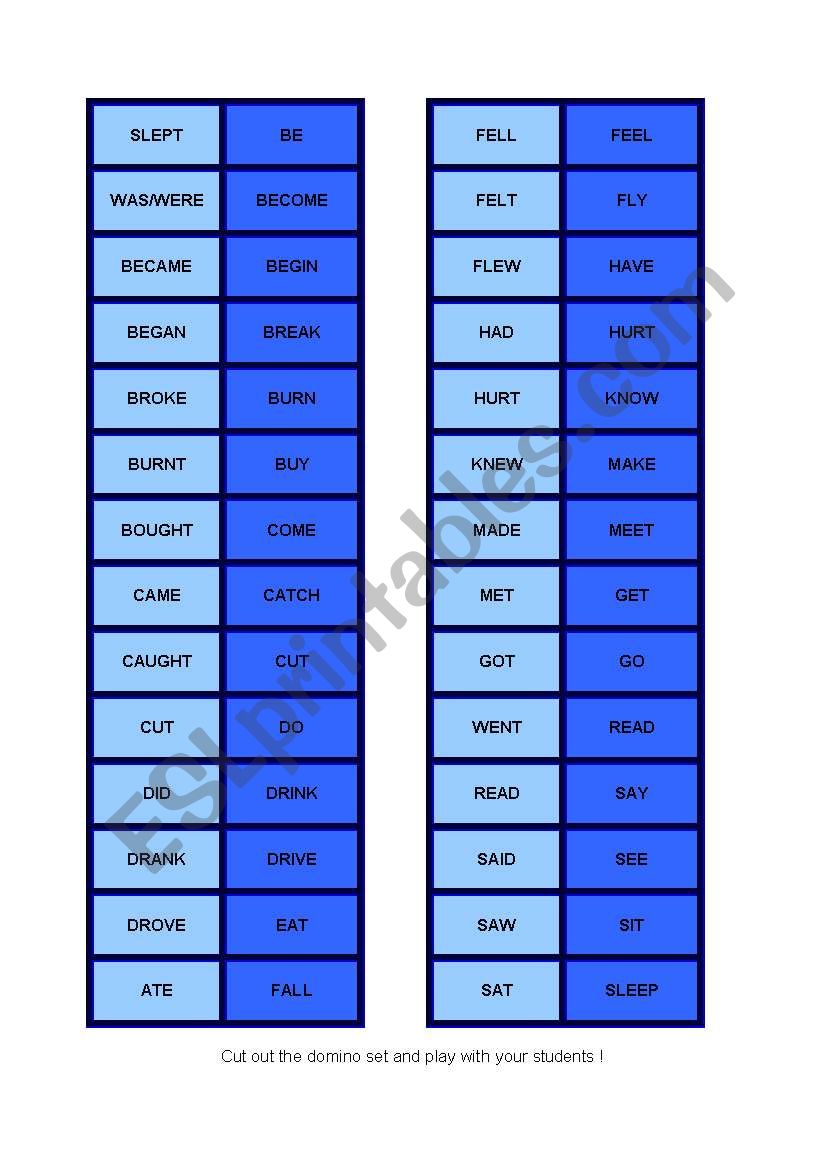 past simple irregular verbs domino