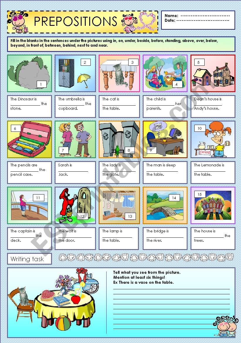 Prepositions worksheet