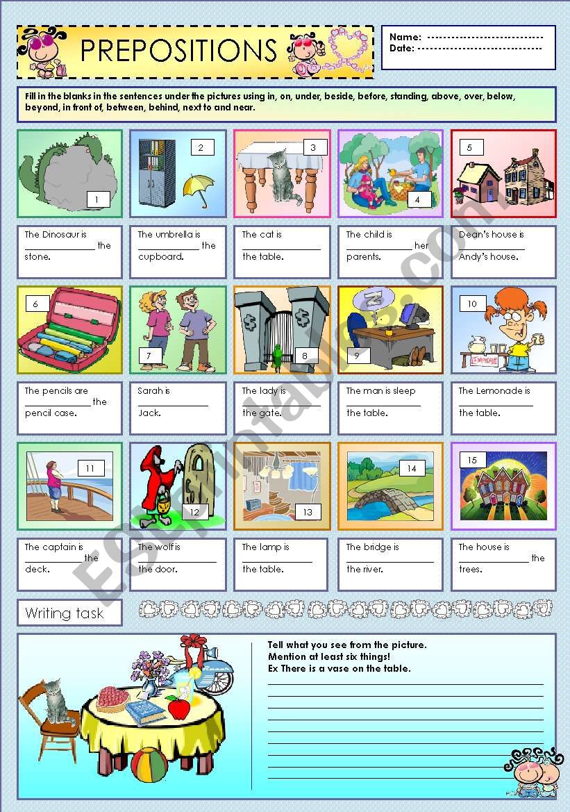 Prepositions worksheet