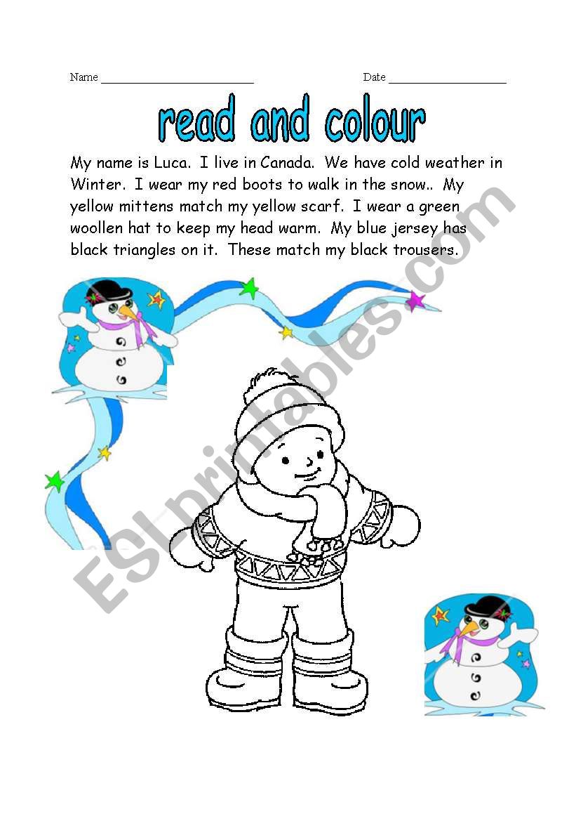 read and colour worksheet