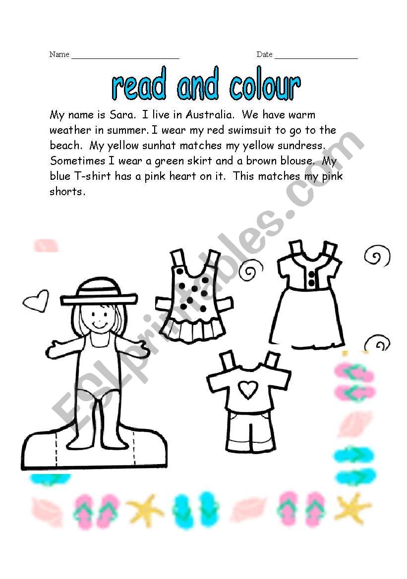 read and colour worksheet