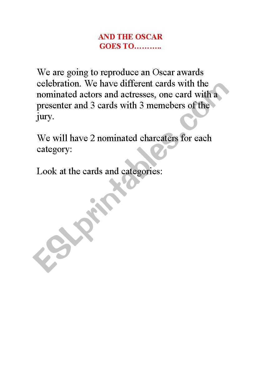 Page 1 of speaking worksheet