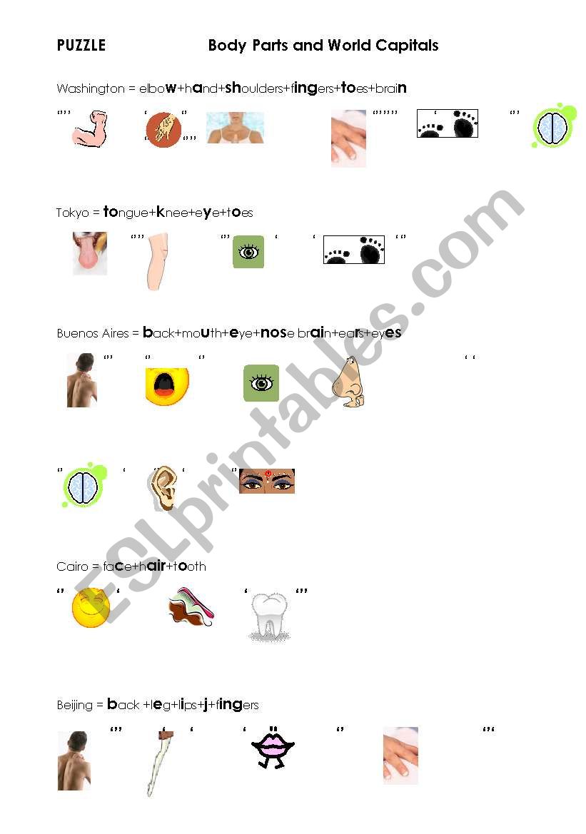 PUZZLE (Body Parts and World Capitals)