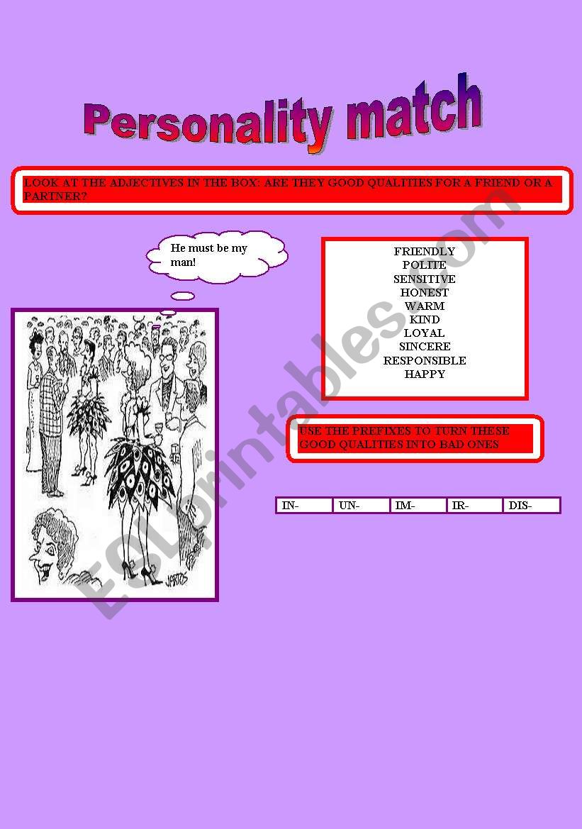 PERSONALITY MATCH worksheet