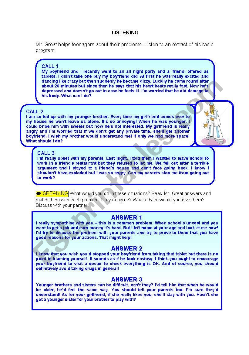 Mr. Great advices worksheet