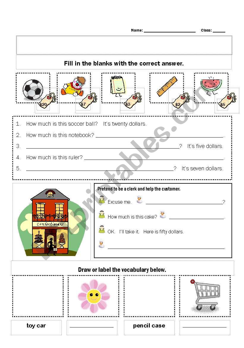 How much is this? worksheet