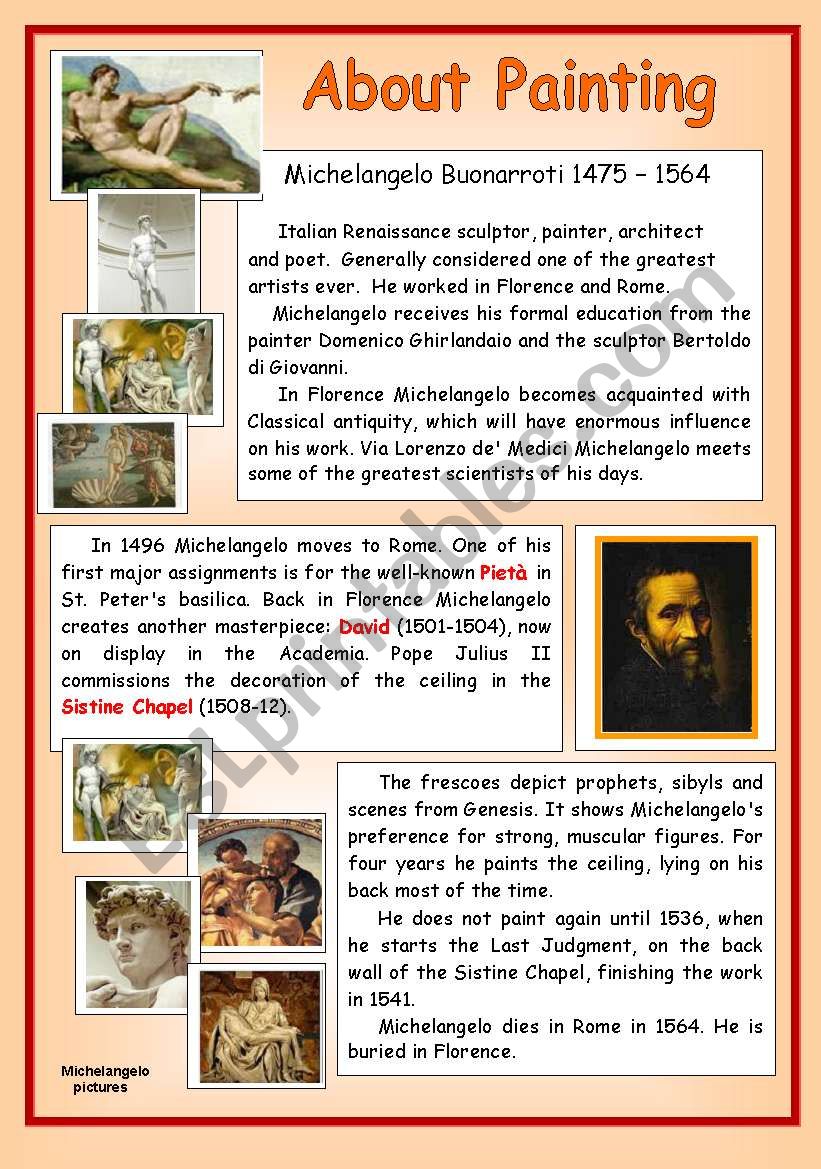 About Painting - Michelangelo worksheet