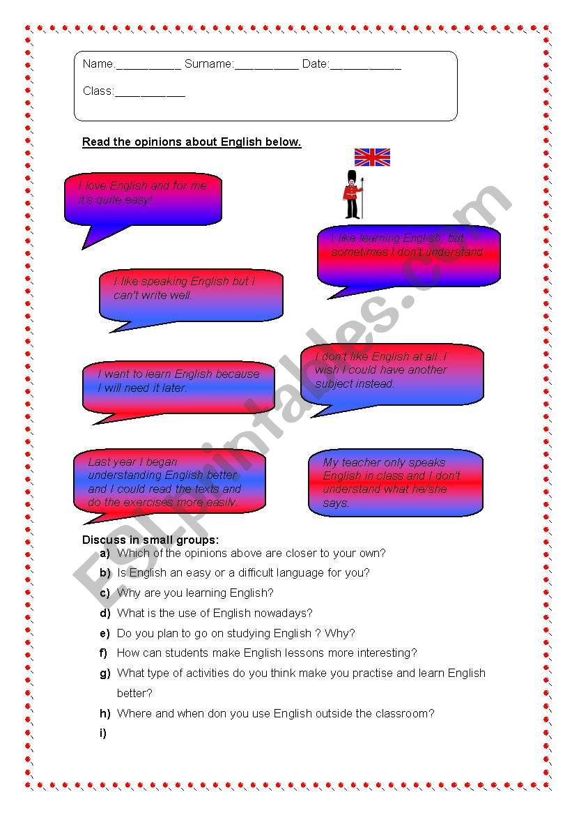 English_opinions_students worksheet