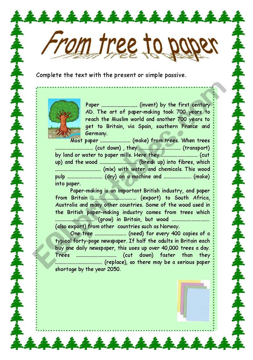 From tree to paper worksheet