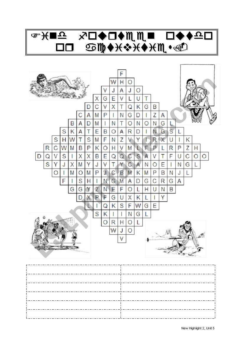 Outdoor Activities - Wordsearch Puzzle