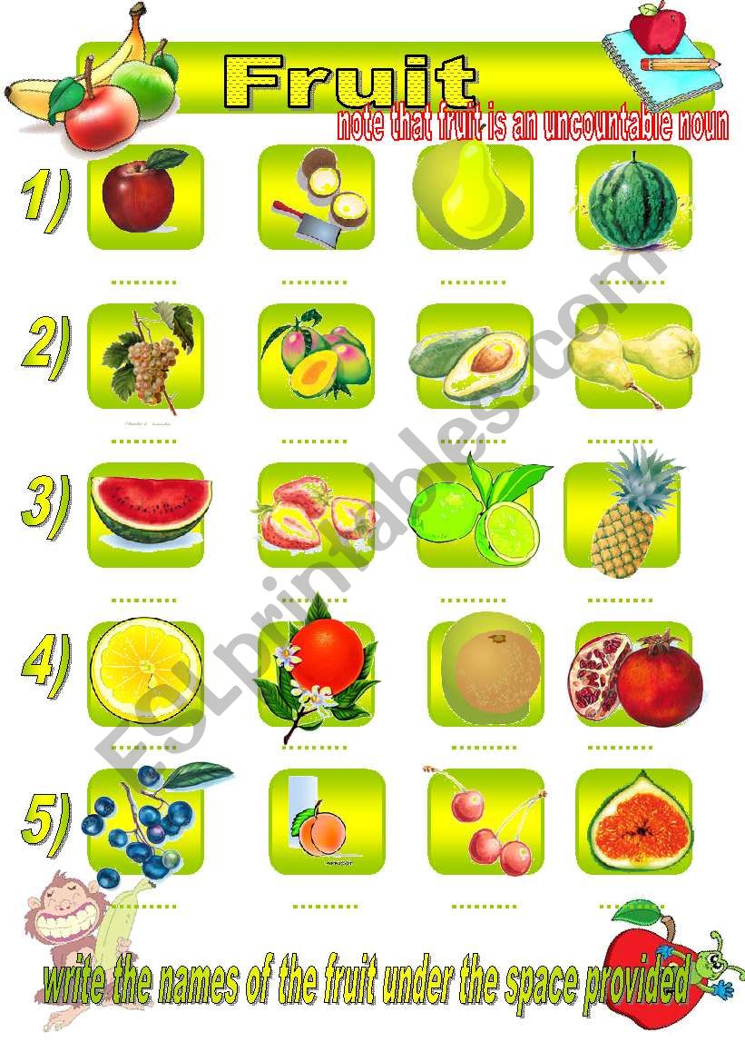 Fruit worksheet