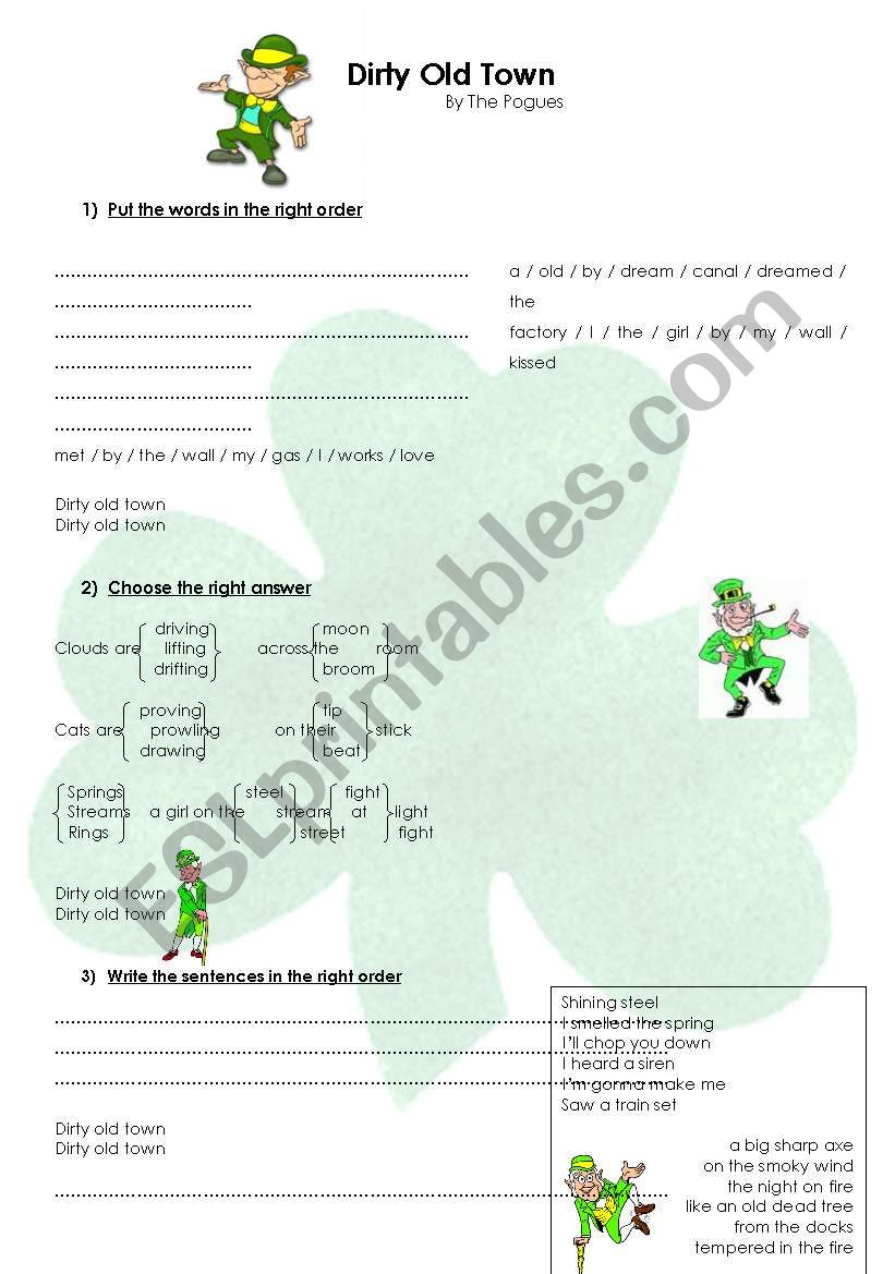 Dirty Old Town worksheet