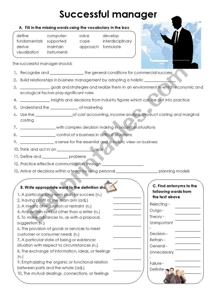 Successful manager worksheet