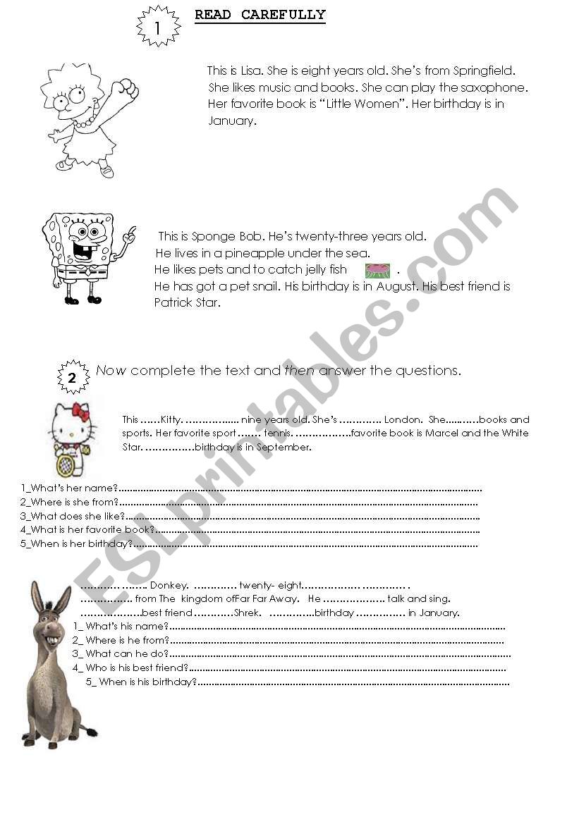 GIVING INFORMATION worksheet