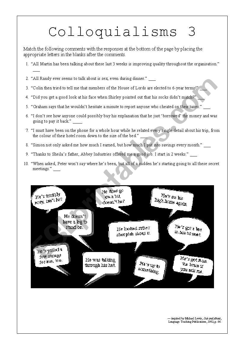 Colloquialisms 3 worksheet