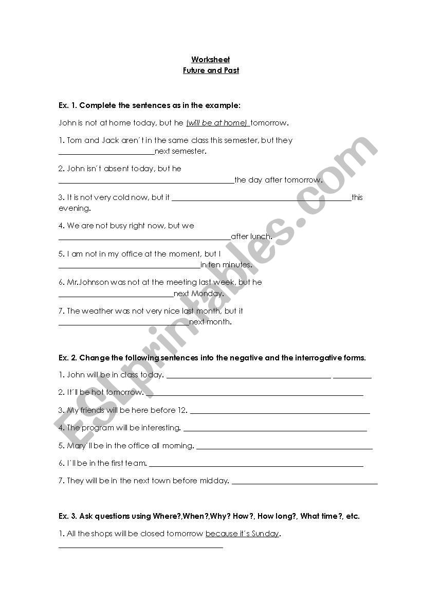 FUTURE AND PAST worksheet