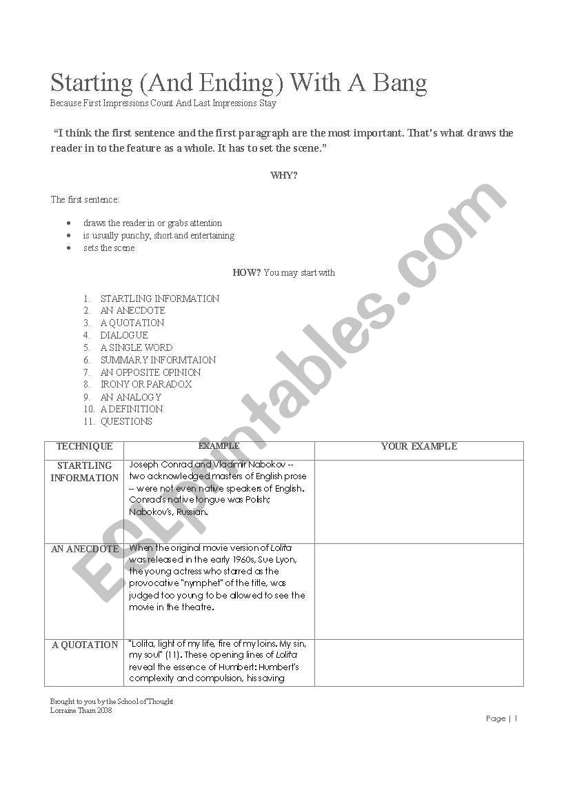 introduction writing techniques