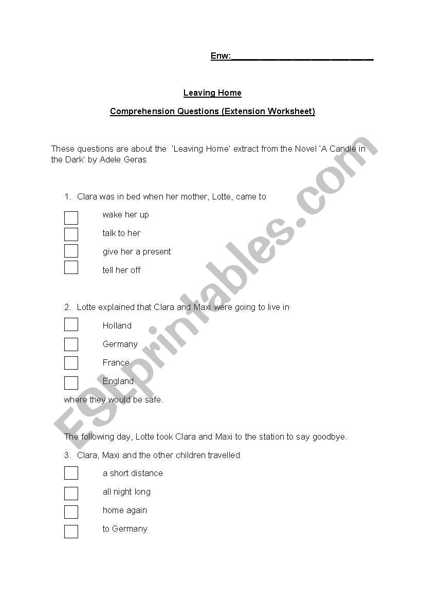 comprehension questions for candle in the wind extract