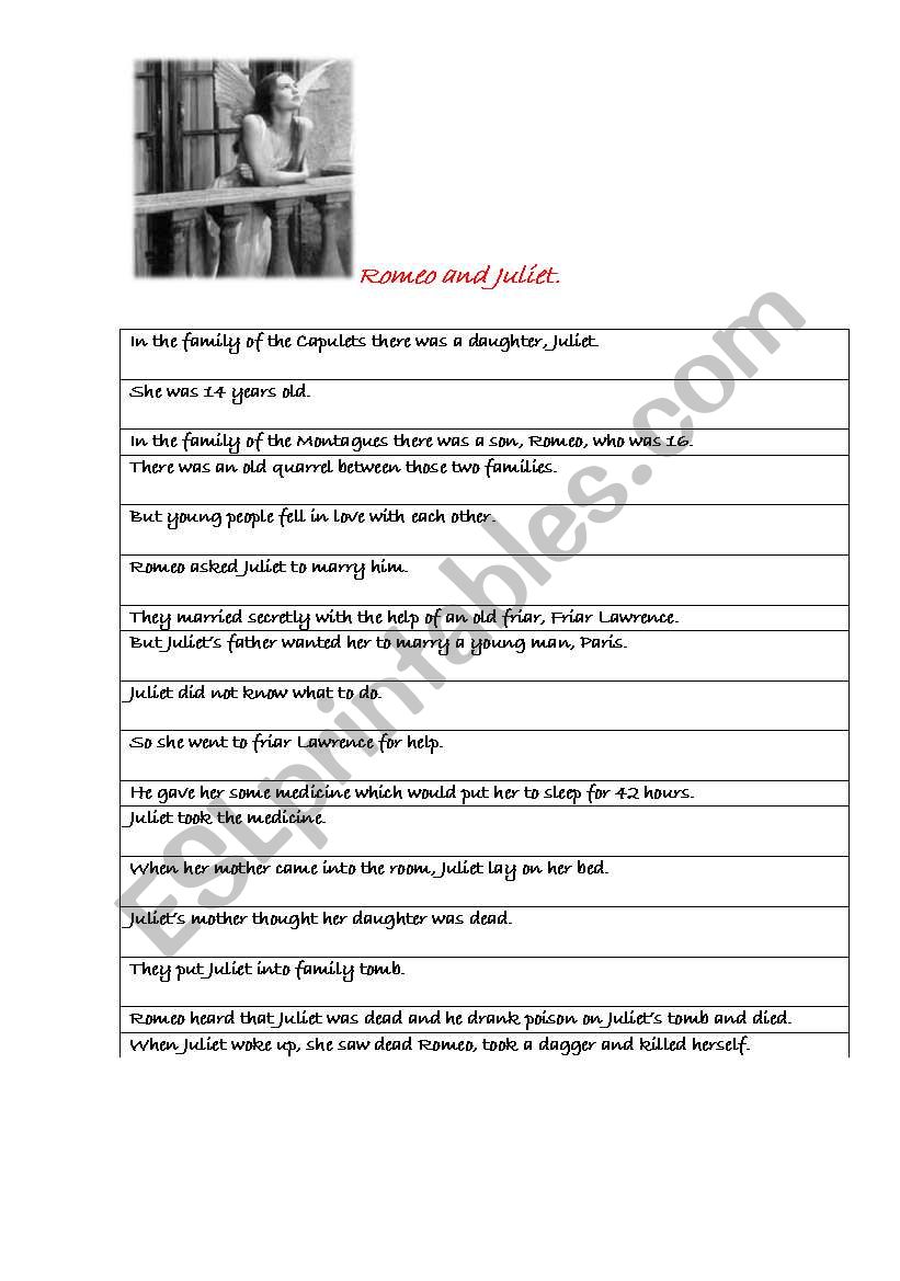 Romeo and Juliet worksheet