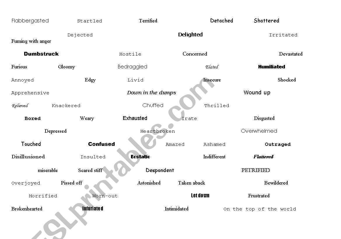 FEELINGS & EMOTIONS SORT OUT worksheet