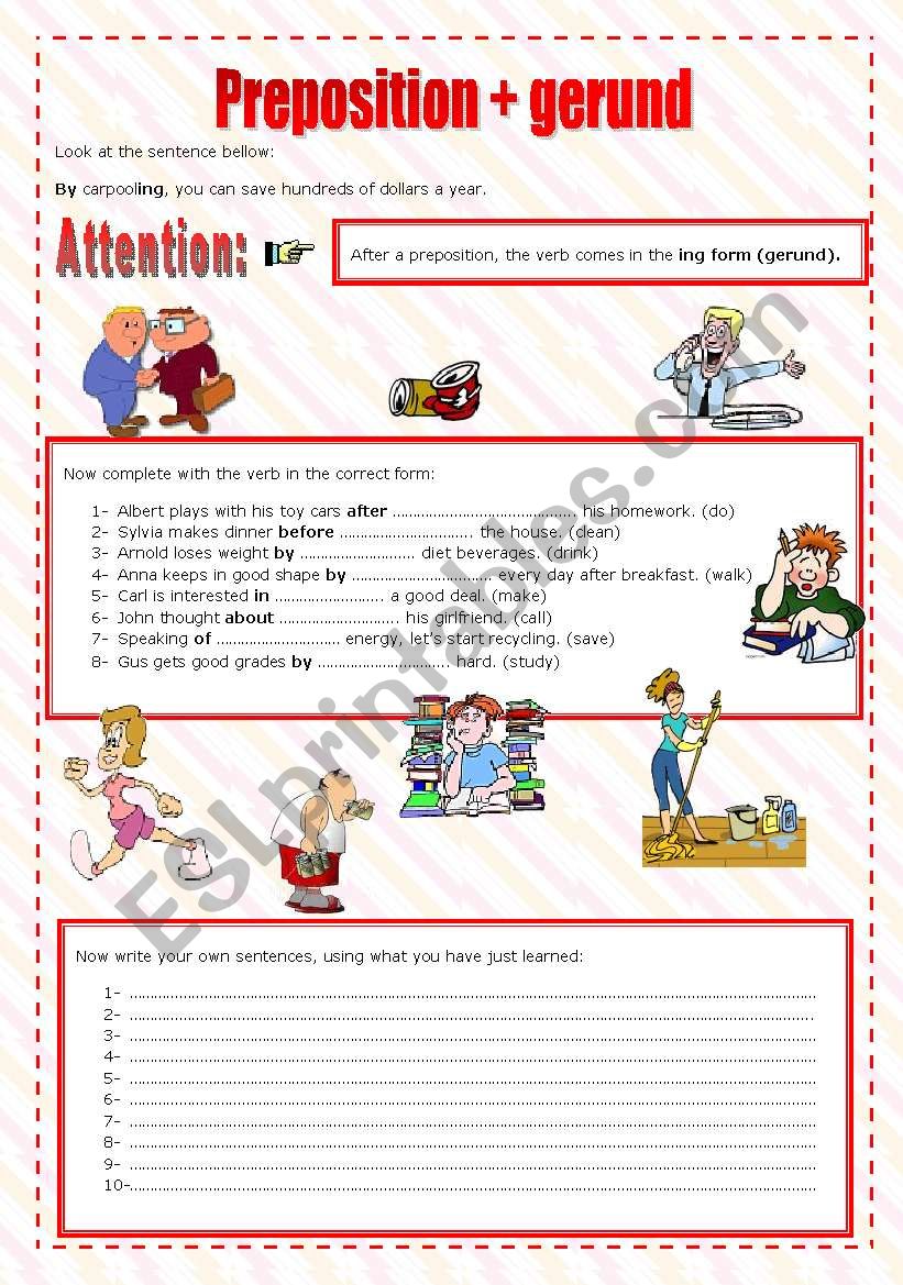 Preposition + Gerund worksheet