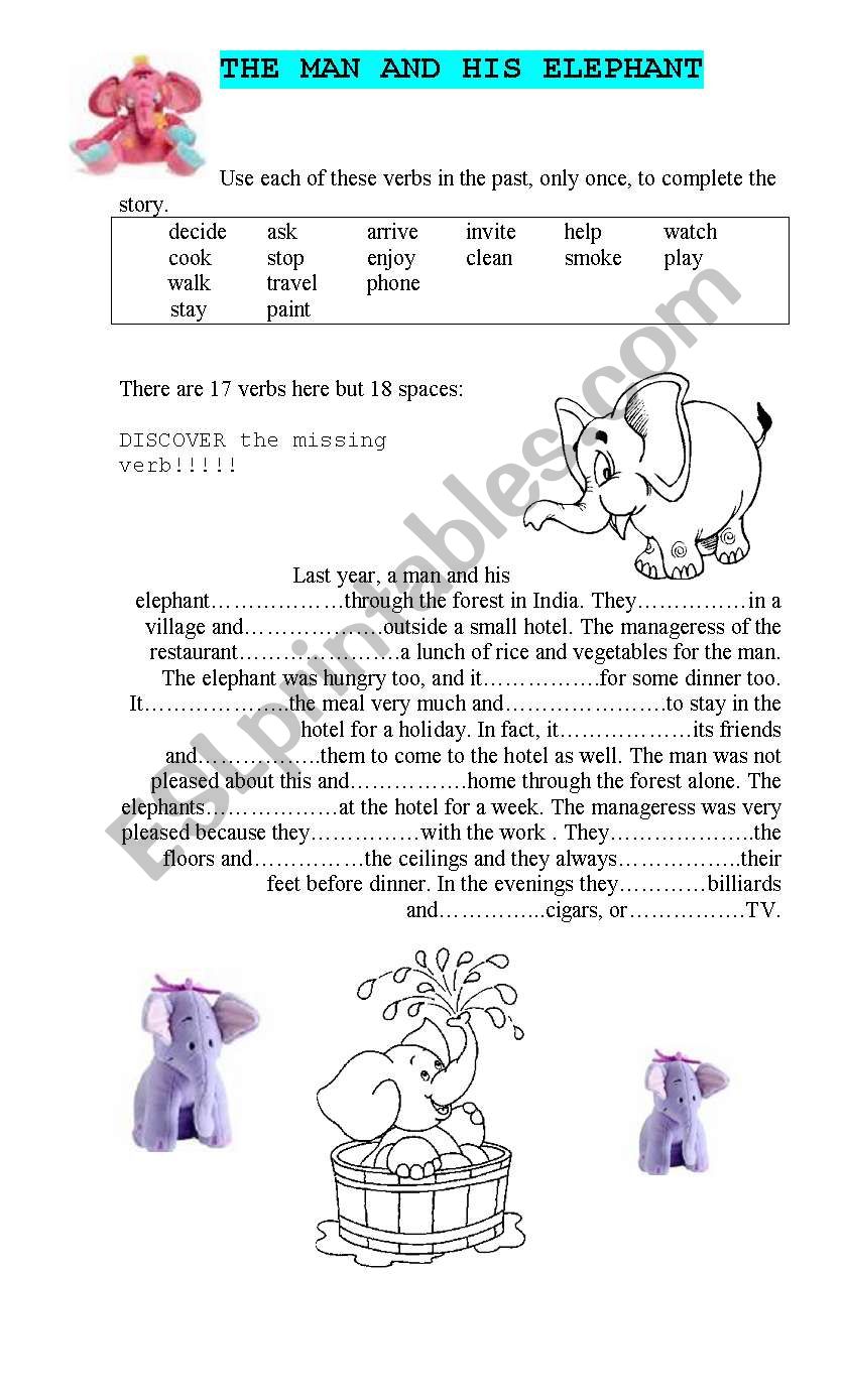 THE MAN AND HIS ELEPHANT worksheet