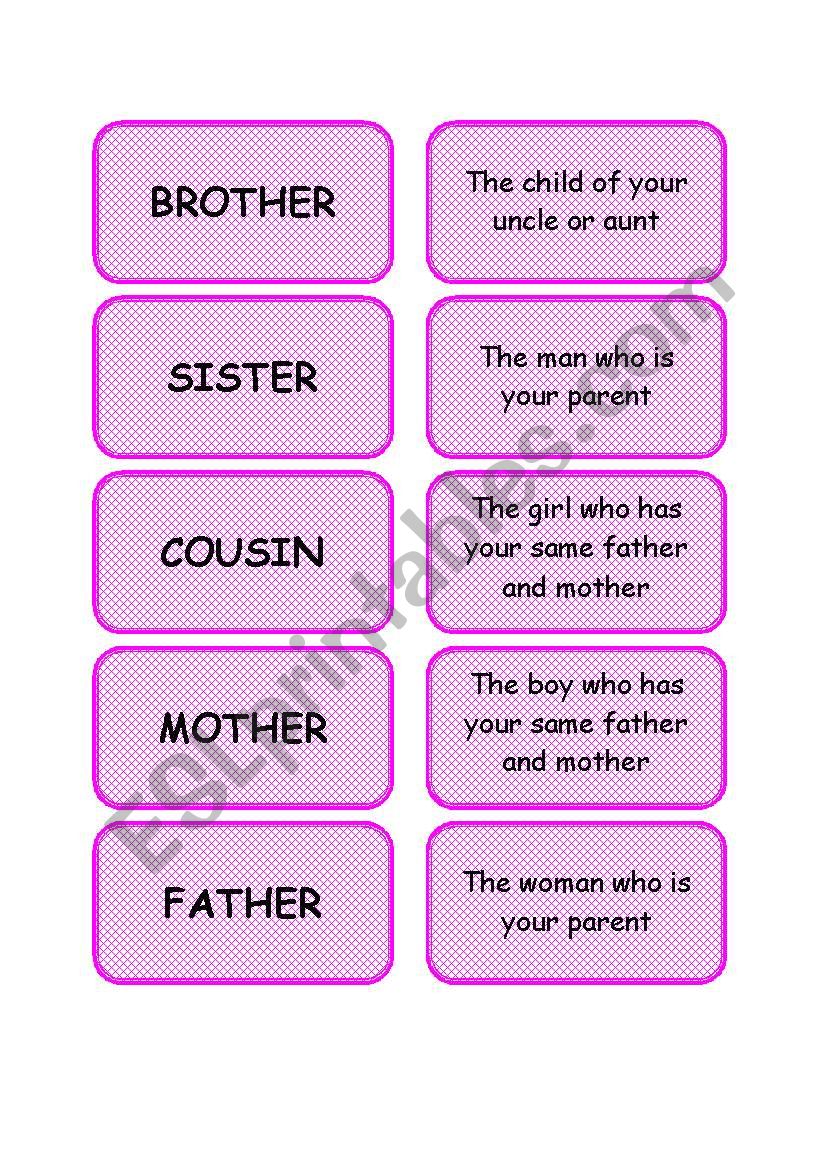 CLASSROOM DICTIONARY - SET 5/6: FAMILY