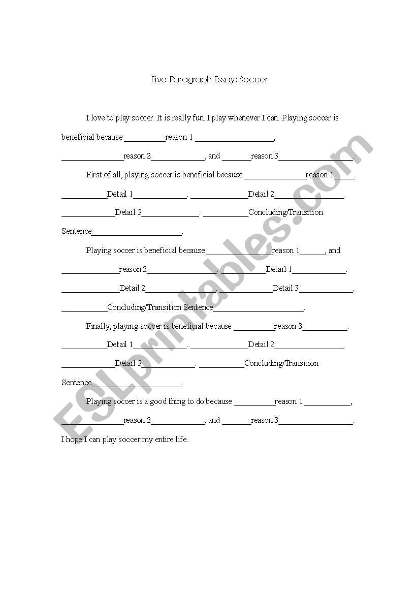 Five Paragraph Essay Practice worksheet