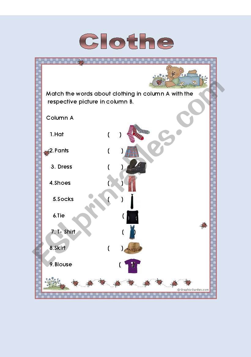 Clothes worksheet