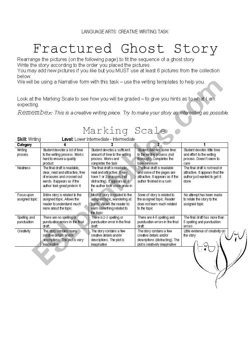 Fractured Ghost Story worksheet