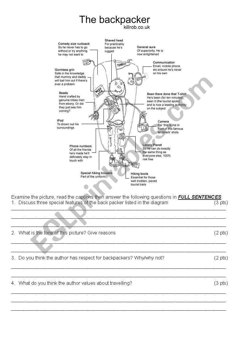 The Backpacker worksheet