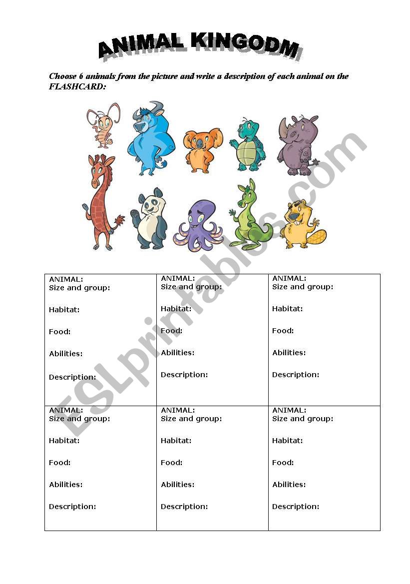 Animal kingdom worksheet