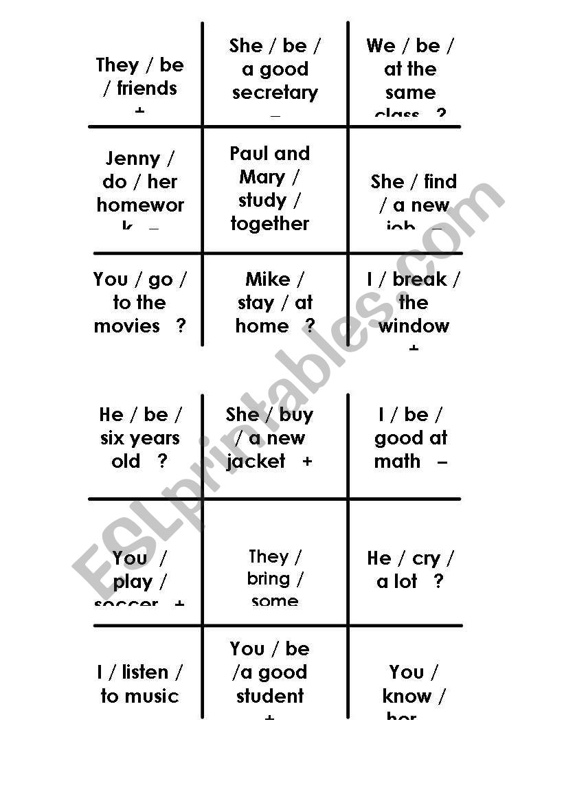 Simple Past - Tic Tac Toe worksheet