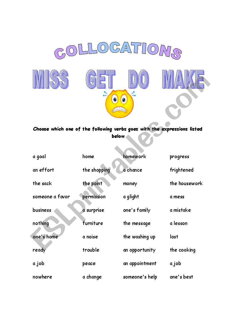 COLLOCATIONS worksheet